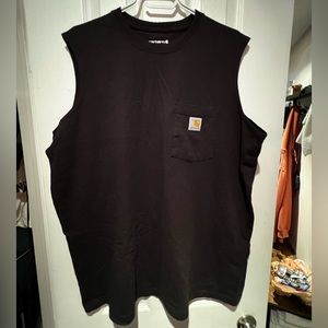Two Carhartt sleeveless muscle tees t-shirts, black and navy, XL